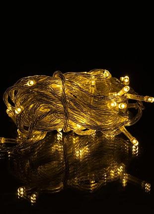 Новорічна гірлянда кімнатна нитка 10 м 120 led чорний провід жовтий w120led10mby