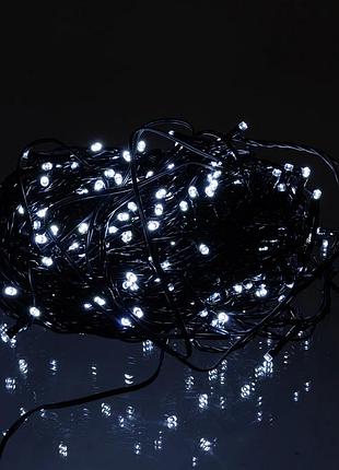 Новорічна гірлянда вулична 30 м 300 led з сонячною батареєю чорний провід білий sb300l30mbw