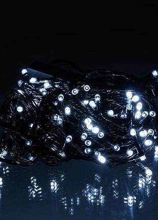 Новорічна гірлянда кімнатна нитка 10 м 120 led чорний провід білий w120led10mbw
