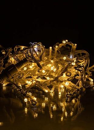 Новорічна гірлянда вулична бахрома 6 м 105 led білий провід жовтий 6мwy