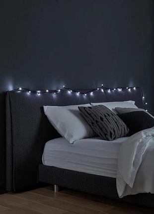 Новорічна кімнатна гірлянда нитка 6 м 50 led чорний провід білий w50led6mbw