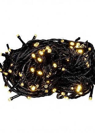 Новорічна гірлянда кімнатна нитка 22 м 220 led чорний провід жовтий w220led22mby