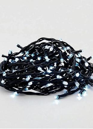 Новорічна гірлянда кімнатна нитка 22 м 220 led чорний провід білий w220led22mbw