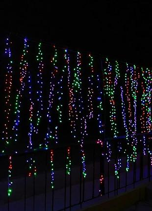 Новорічна гірлянда вулична бахрома 36 м 600 led чорний провід мультиколор 36мbml