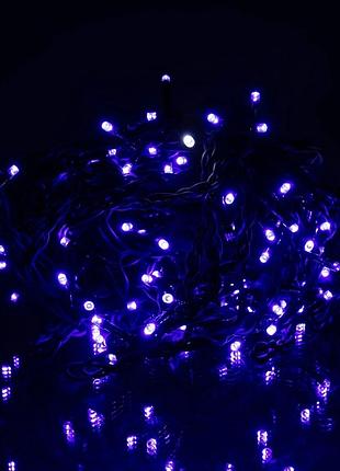 Новорічна гірлянда вулична бахрома 6 м 105 led чорний провід синій 6мbbl