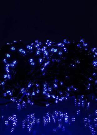 Новорічна гірлянда вулична 30 м 300 led з сонячною батареєю чорний провід синій sb300l30mbbl