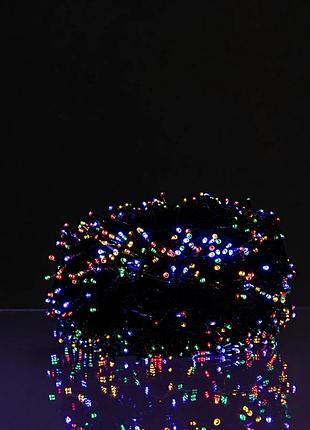 Новорічна гірлянда вулична 30 м 300 led з сонячною батареєю чорний провід мультиколор sb300l30mbml