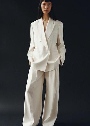 Новий двобортний жакет піджак блейзер оверсайз zara з віскози l ivory
