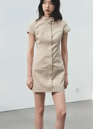 Коротка сукня zara з коміром стійкою та кишенями s