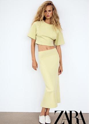Базовая юбка миди zara / ванильная