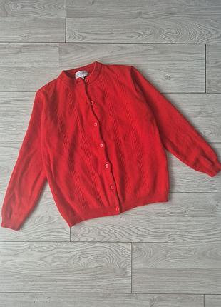 Червоний кардиган, кофта country collection на ґудзиках, вовна