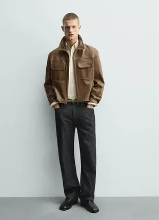 Кожаная куртка zara размер s