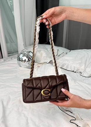 Женская сумка премиум coach tabby shoulder bag chocolate with gold hardware