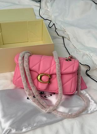 Женская сумка премиум coach tabby shoulder bag pink with gold hardware