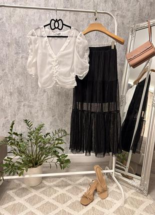 Ярусна спідниця макси bershka (розмір s) + у подарунок трендова блуза & other stories! 🎁
