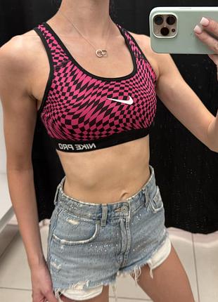 Оригинальный спортивный топ бра nike pro черно-розового цвета