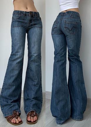Джинсы 38 т клеш flared bootcut синие винтаж vintage next средняя талия посадка 2000ые 90ые y2k