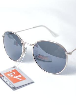 Брендовые круглые солнцезащитные очки ray-ban / золотистая оправа