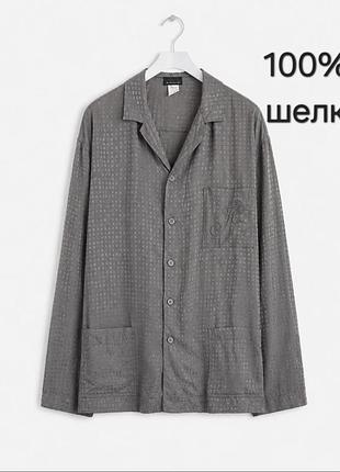 Шелковая пижамная рубашка hanro (100% шелк), размер xl