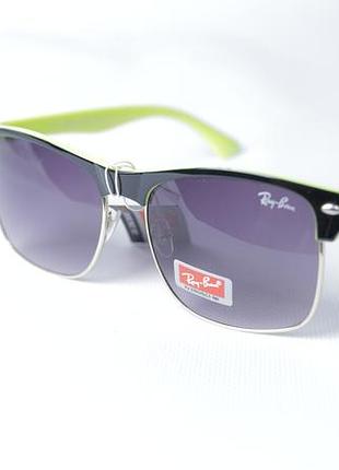 Легендарні сонцезахисні окуляри ray-ban clubmaster / чорні з неоново-зеленим (нові з біркою)