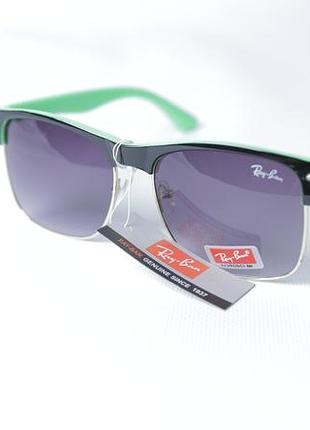 Легендарні сонцезахисні окуляри ray-ban clubmaster / чорні з неоново-зеленим (нові з біркою)