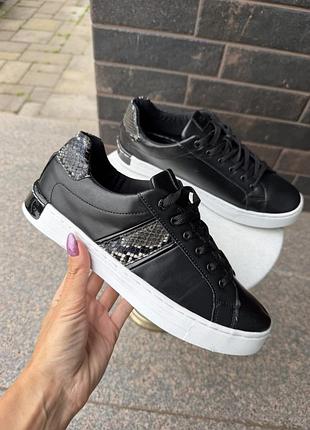 Чорні жіночі кросівки esprit (kent lace up) з елементами під пітона 🐍
