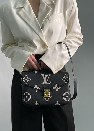 Сумка pochette métis louis black & beige monogram vuitton empreinte giant