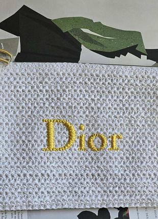 Оригінал косметичка dior біла з золотими шармами