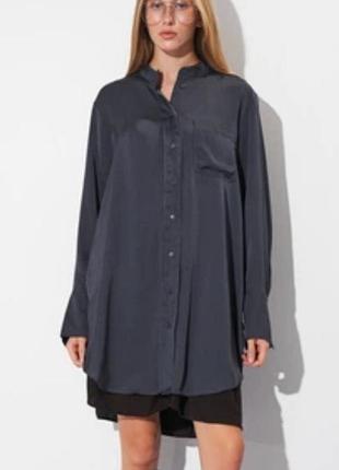 Черная удлиненная женская рубашка zara из лиоцелла