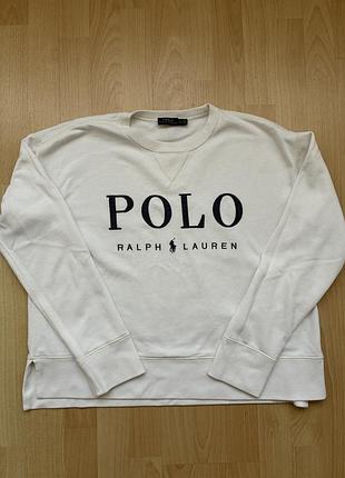 Світшот polo ralph lauren оригінал білий кофта худі з логотипом поло ральф лорен