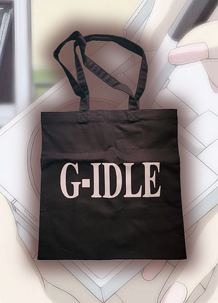Нова неоф чорна сумка шопер кпоп g idle kpop кпоп надпис світиться айдл