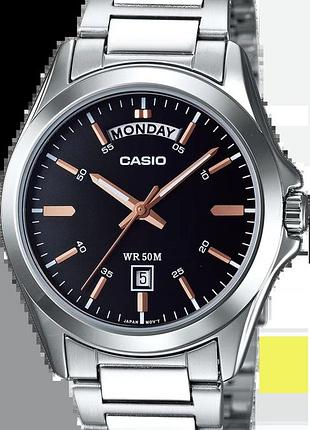 Мужские часы casio timeless collection mtp-1370d-1a2 чёрный циферблат