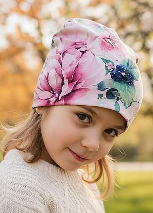 Шапка квіти каданцева пудра