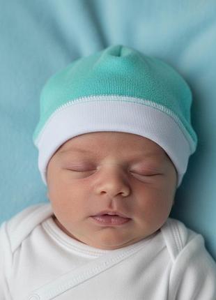 Шапочка для недоношенных детей велюровая минт, розмір 30-32