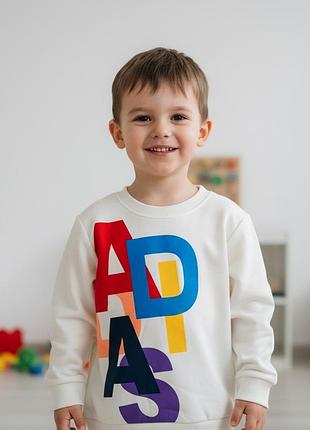 Дитячий лонгслів молочний adidas, розмір 80-86