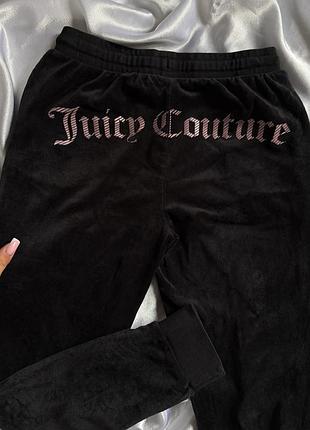 Жіночі штани juicy couture, велюрові штани скіні, чорні штани джусі котюр, облягаючі штани з принтом juicy couture, штани з велюру jc, жіночі штанці