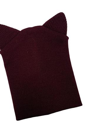 Шапка акрил one size с ушками вишня
