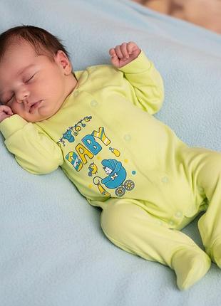 Человечек двунитка начес салатовый визочок baby, размер 56-62