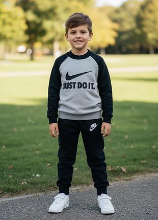 Детский костюм nike серый меланж + черный, размер 98-104