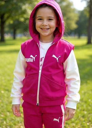 Дитячий спортивний костюм puma трійка малиновий, розмір 86-92