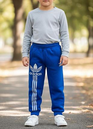 Дитячі дитячі штани adidas синій електрик розмір 92-98 , футер начіс