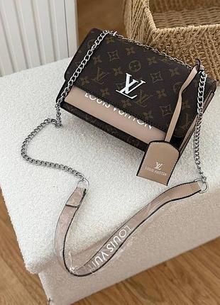 Сумка louis vuitton на цепочке через плечо, стильная женская сумка луи виттон monogram