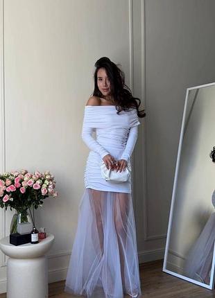 Сукня + повітряна спідниця 42-46 oversized білий, чорний, шоколад