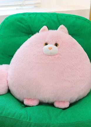 Мягкая игрушка подушка пушистый кот, розовая