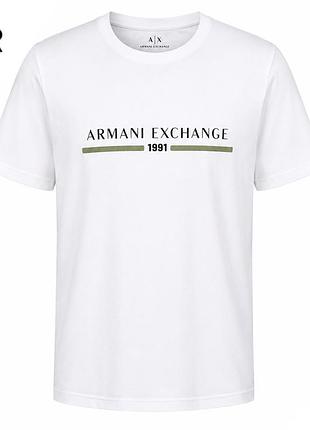 Мужская футболка armani exchange a| x 1991 белая с логотипом, короткий рукав, casual premium