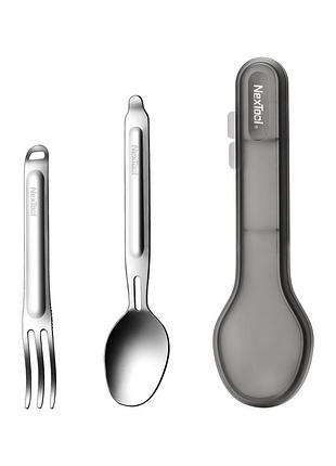Туристический набор ложка-вилка nextool portable stainless steel tableware, нержавеющая сталь