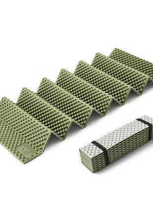 Коврик туристический складной одноместный ixpe naturehike cnk2450ws044 с алюминиевой пленкой, 195x60x1.8 см, оливковый