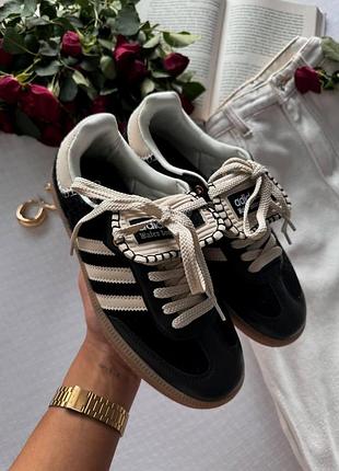 Чорні кросівки adidas samba wales bonner black white x адідас самба 41