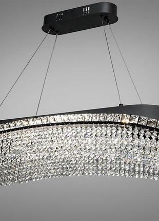 Подвесная хрустальная люстра led черная 78 вт овал