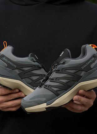 Мужские серые кроссовки salomon xt pu.re gore-tex termo grey black beige х саломон 46